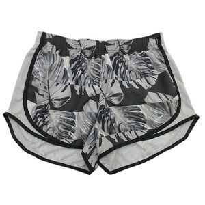 Nike Dri-Fit Running Shorts Womens Medium Gray Tropical Print Lined Athletic Gym